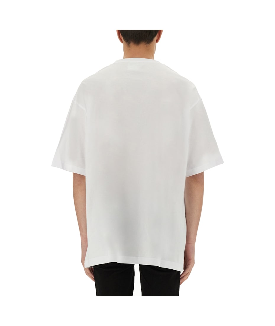 Tシャツ・カットソー VERSACE JEANS ZEBRA RHINESTONE LOGO COTTON T-SHIRT Versace Jeans Couture Zebra Rhinestone Logo T-shirt Versace
