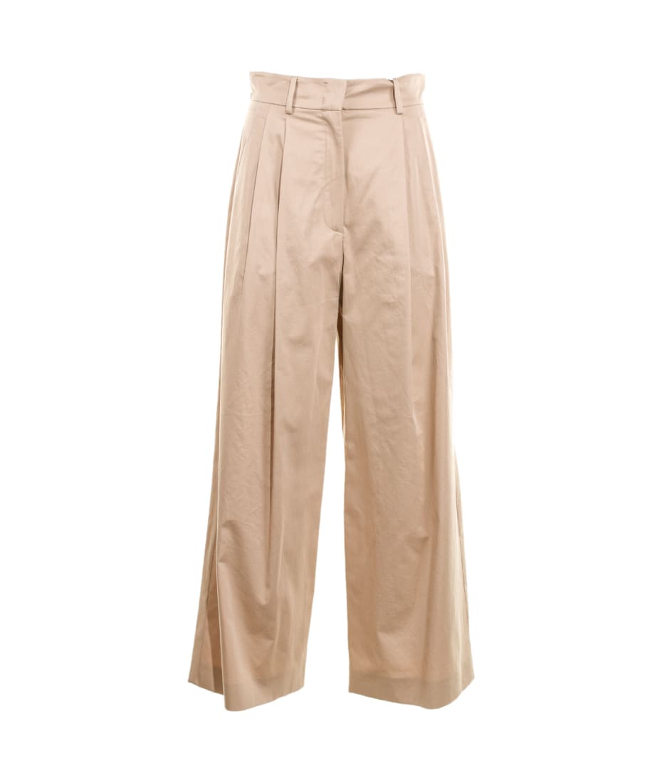 【関税＆送料込み】Max Mara Wide Beige Trousers Weekend Max Mara Wide Beige Cotton Trousers | italist