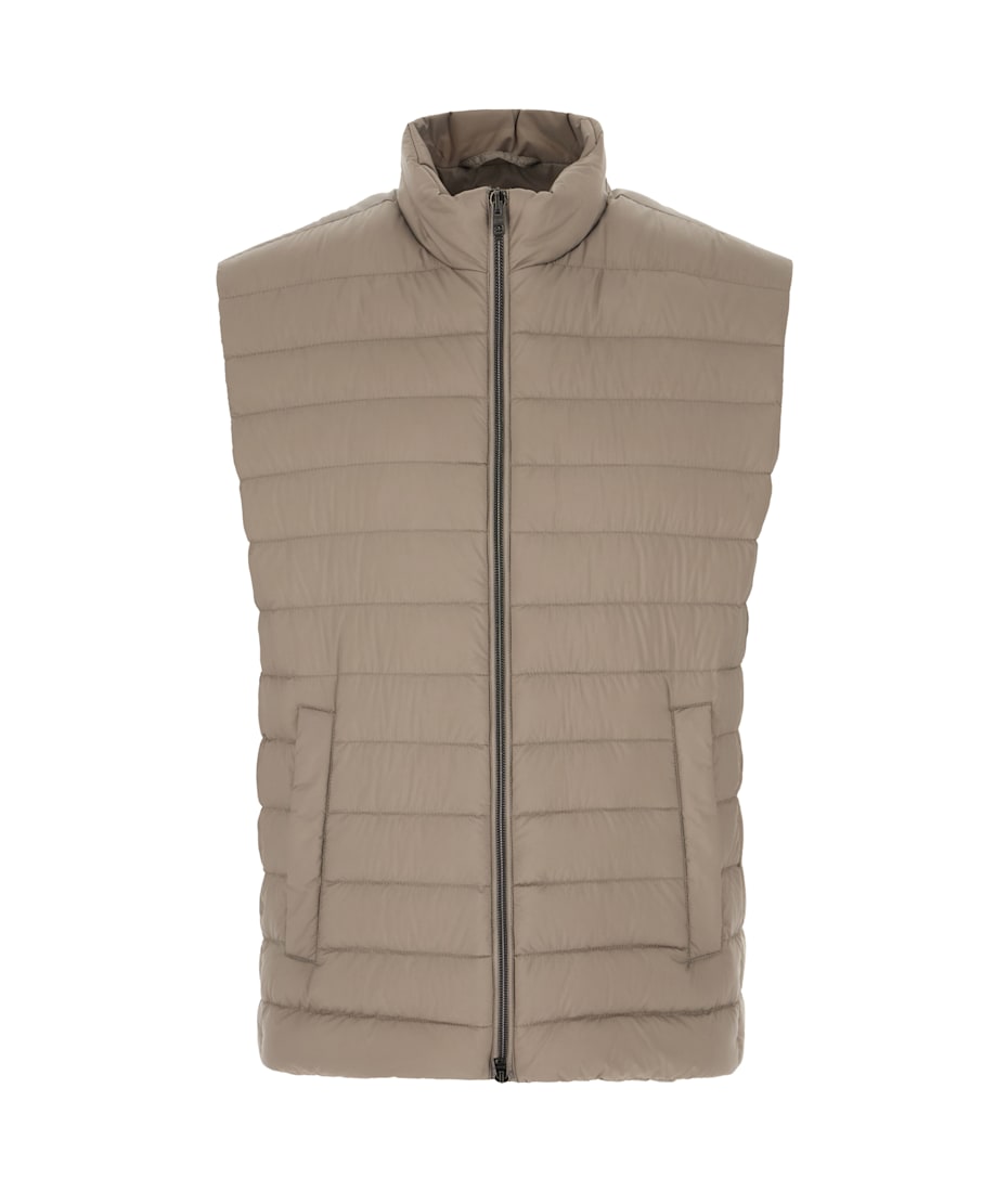 【HERNO】Sleeveless Down Jacket In Dove Gray Polyester Herno Dove Grey Nylon Sleeveless Down Jacket | italist