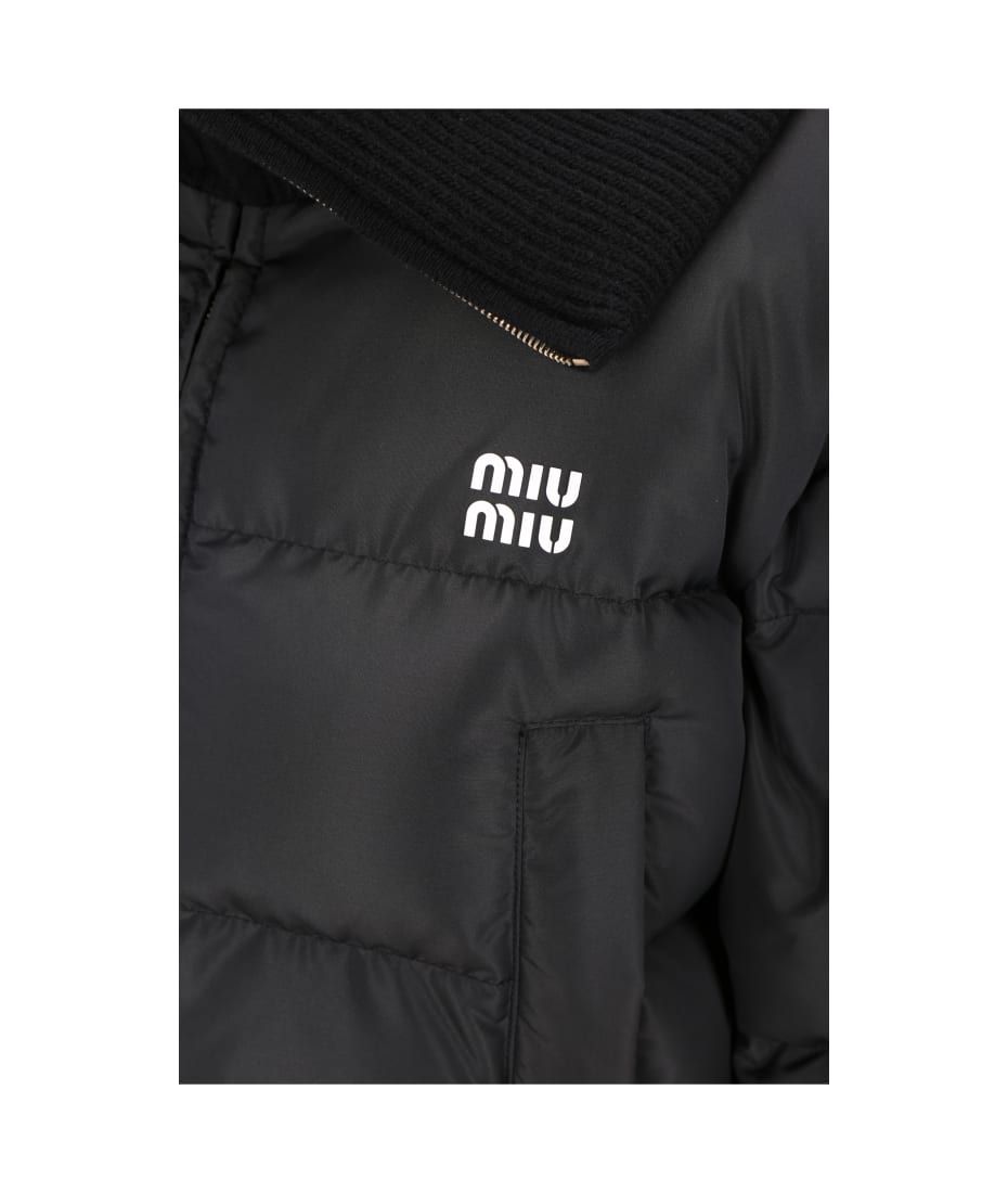 【関税&送料込】Miu Miu Black Cotton Down Jacket Miu Miu Cropped Down Jacket | Black | FARFETCH