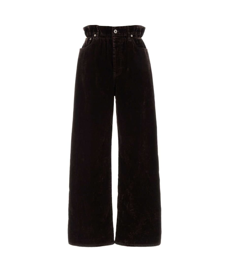 【関税&送料込】Miu Miu Dark Brown Velvet Wide-Leg Pant Miu Miu Dark Brown Velvet Wide-leg Pant | italist