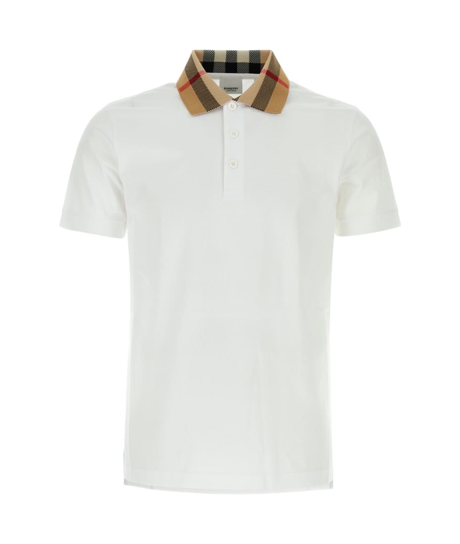 Tシャツ・カットソー BURBERRY White Piquet Polo Shirt BURBERRY White Piquet Polo Shirt Burberry Monogram-Motif
