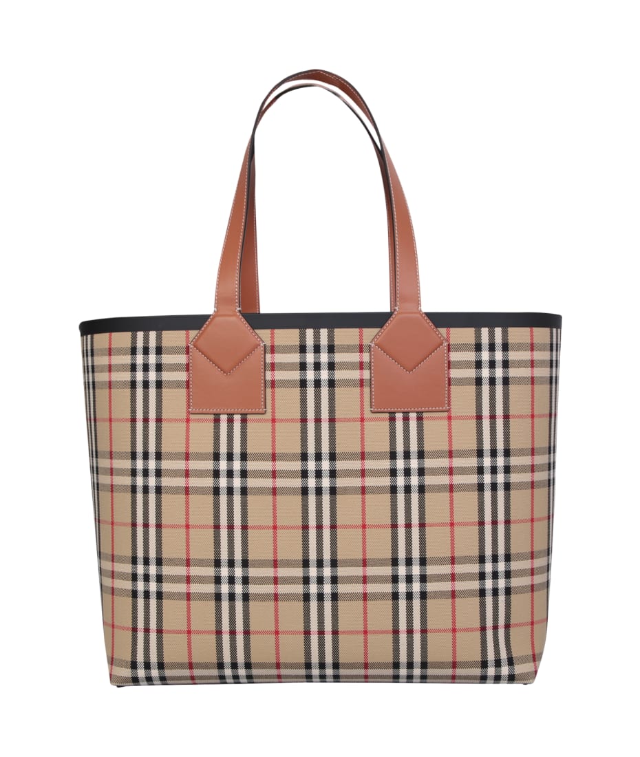 Burberry Small Heritage Beige Gabardine Tote Bag New