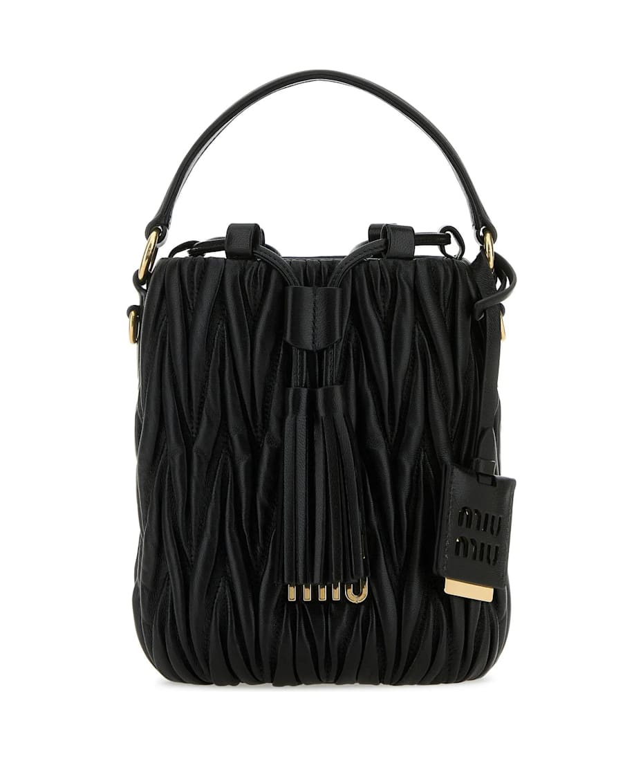 Miu Miu Black Nappa Leather Bucket Bag | italist Miu Miu Black Nappa Leather Bucket Bag | italist