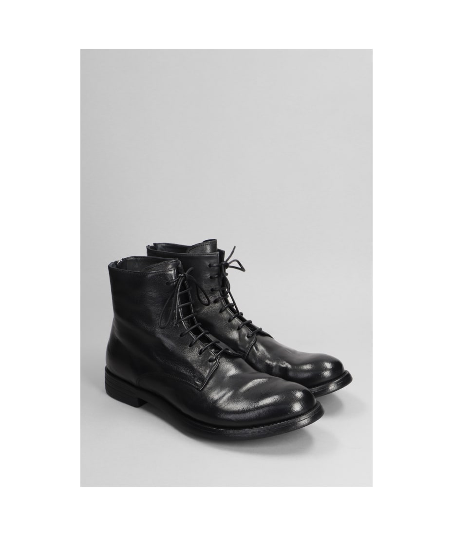 Officine Creative Hive 016 Ankle Boots In Black Leather