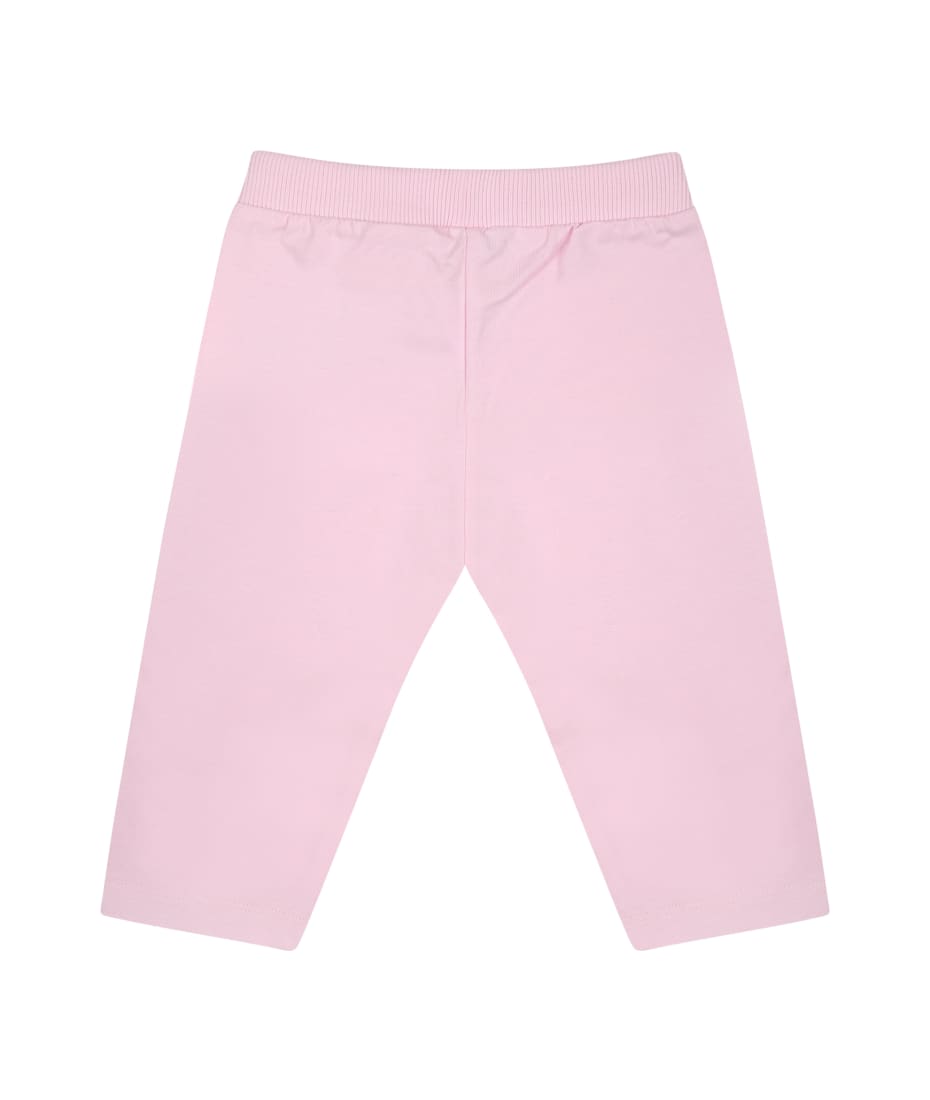 Moschino Pink Leggings For Baby Girl With Teddy Bears And Logo