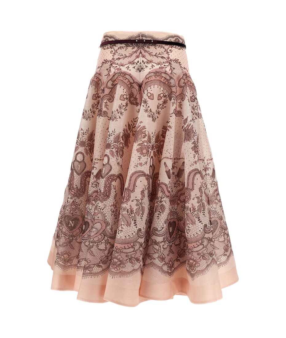 スカート Zimmermann SS25 Printed linen Crush skirt (2163SR251 YFL) Crush Scalloped Midi Skirt Yellow Floral Online | Zimmermann