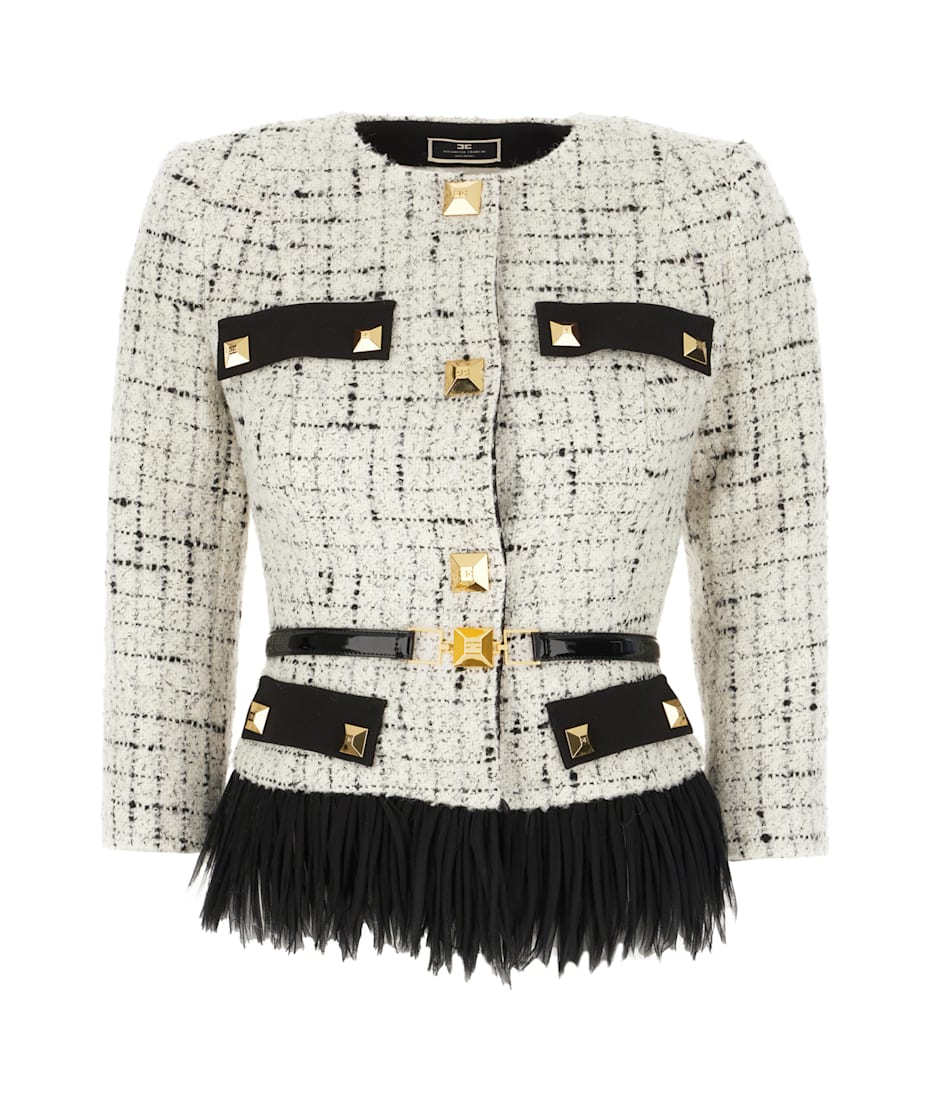 【関送込】ELISABETTA FRANCHI◆BLAZER Elisabetta Franchi Embroidered Acrylic Blend Blazer