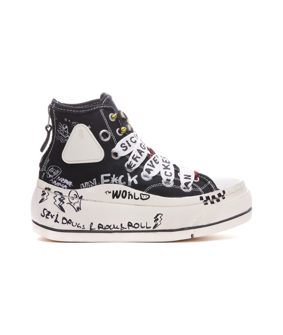 R13 Double Grommet High Top Sneakers italist