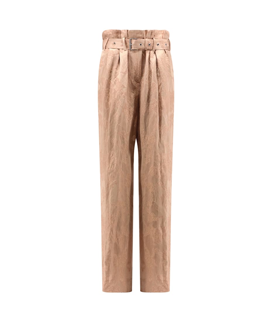 パンツ DRIES VAN NOTEN Damasked linen and viscose trouser with Dries Van Noten Damasked Linen And Viscose Trouser With Belt