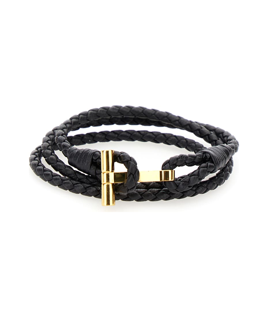 TOM FORD Braided Leather Bracelet | Black | FARFETCH