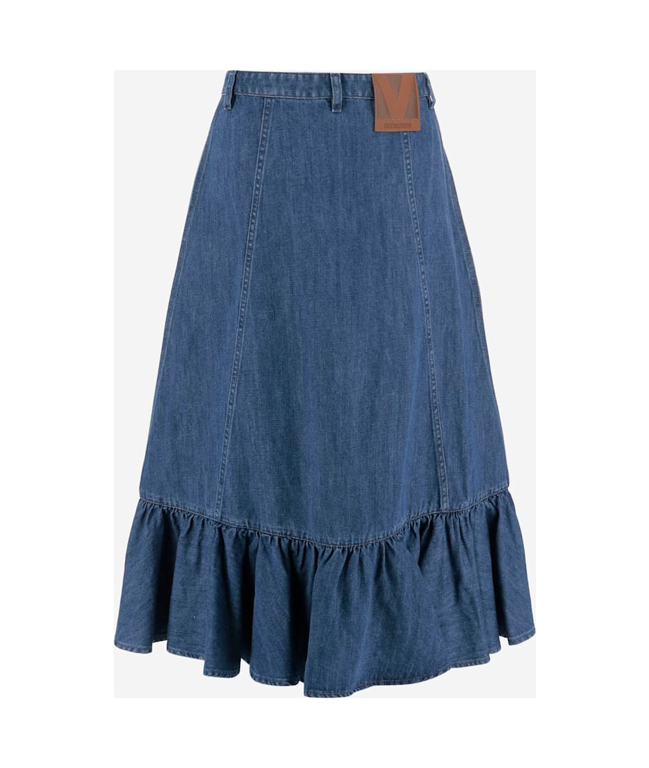 スカート VALENTINO COTTON SKIRT Valentino Cotton Blend Skirt With Ruffle | italist