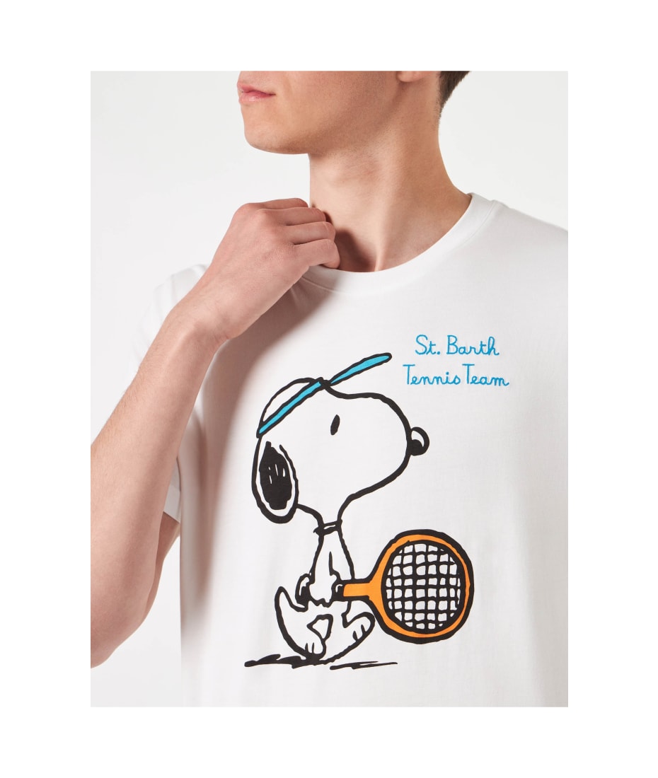 MC2 Saint Barth Man Cotton T-shirt With Snoopy Tennis Print
