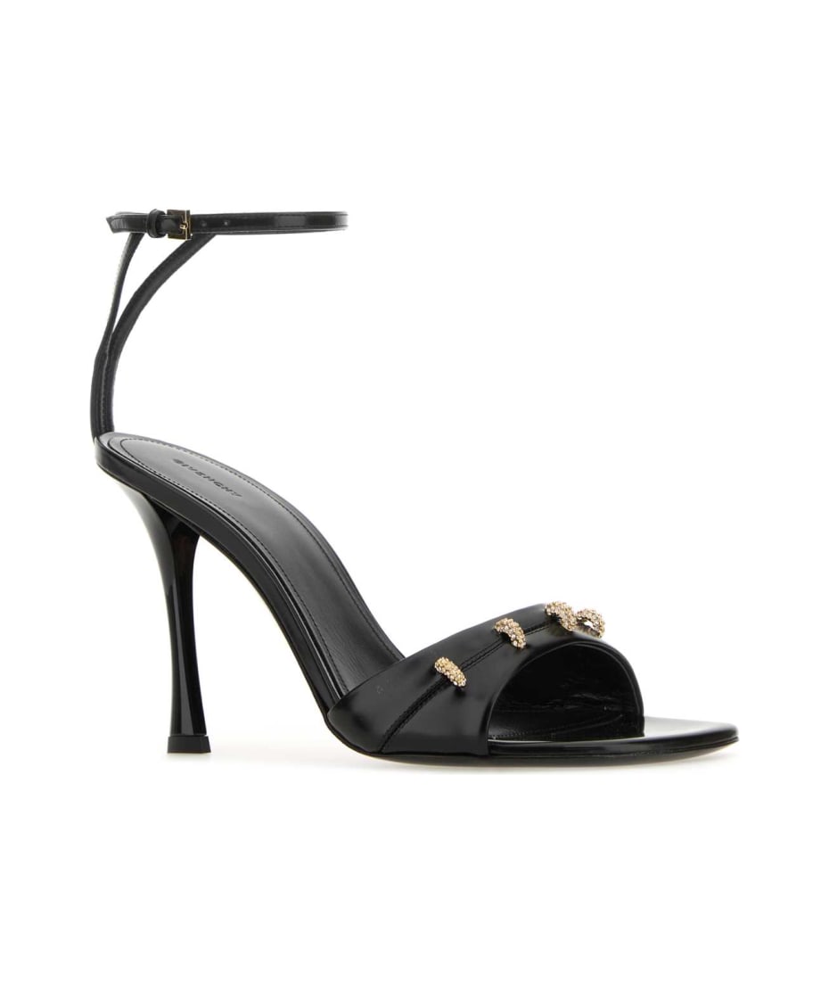 サンダル・ミュール GIVENCHY Black leather Stitch sandals (BE308JE20X 001) Givenchy Black Leather Stitch Sandals | italist