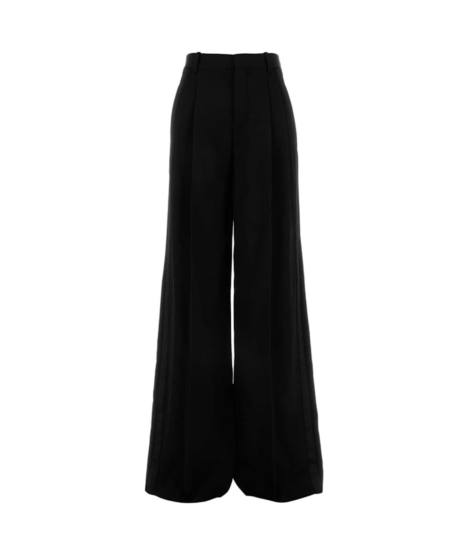 【送料&関税込】Saint Laurent Black Wool Wide-leg Pant Saint Laurent Black Wool Wide-leg Pant | italist
