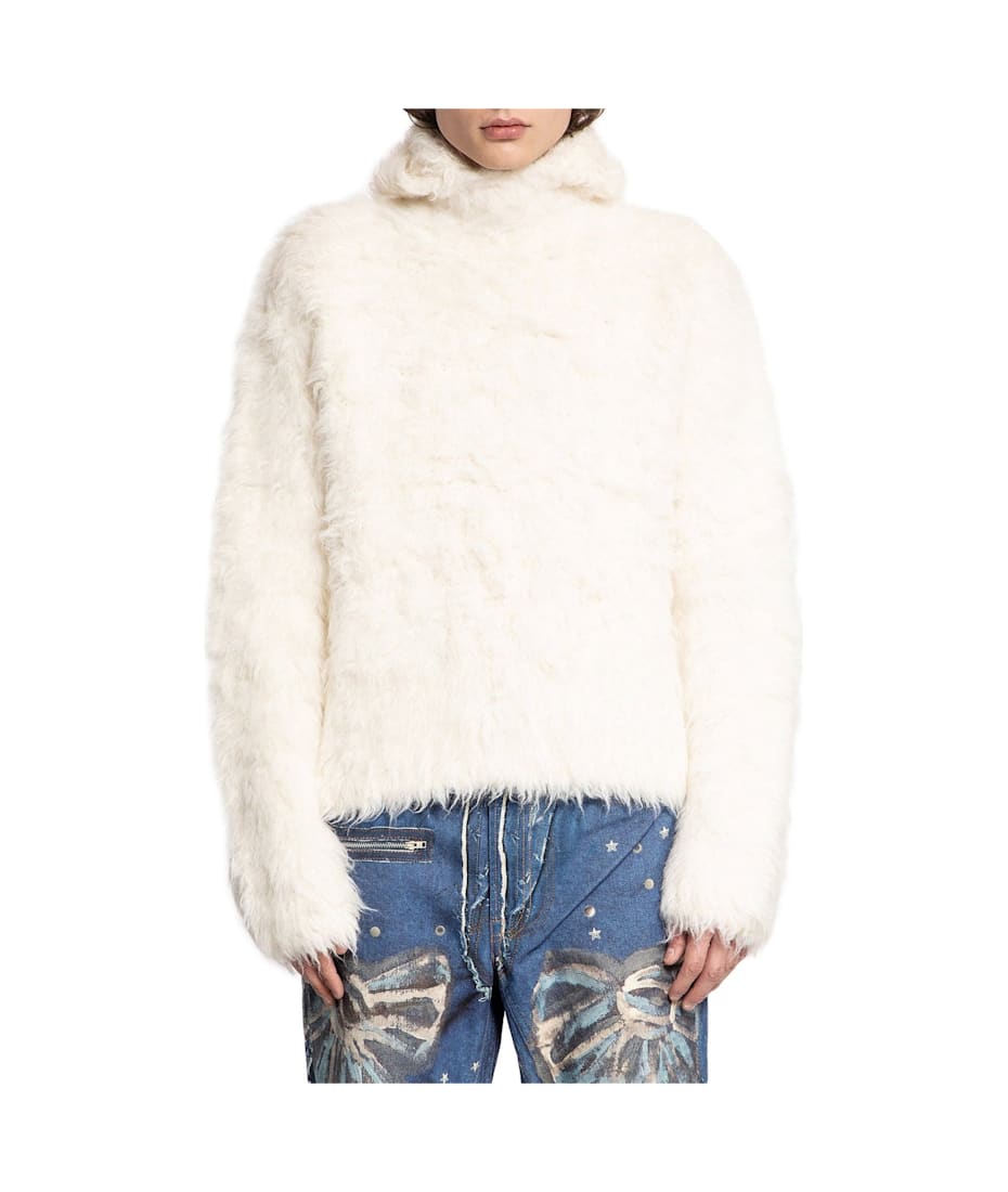 【送料&関税込】Acne Studios Alpaca Blend Hooded Sweatshirt White Alpaca Blend Hoodie by Acne Studios on Sale