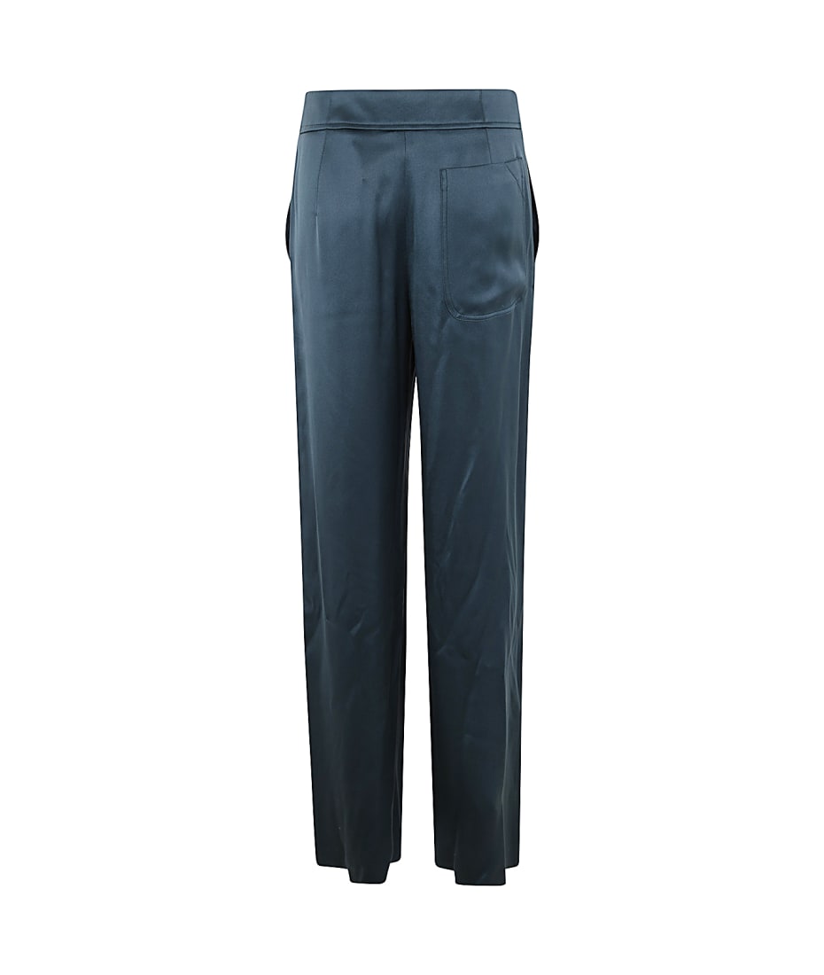 パンツ GIORGIO ARMANI Mint green satin pant Giorgio Armani Textured Viscose Tapered-Leg Pleated Trousers