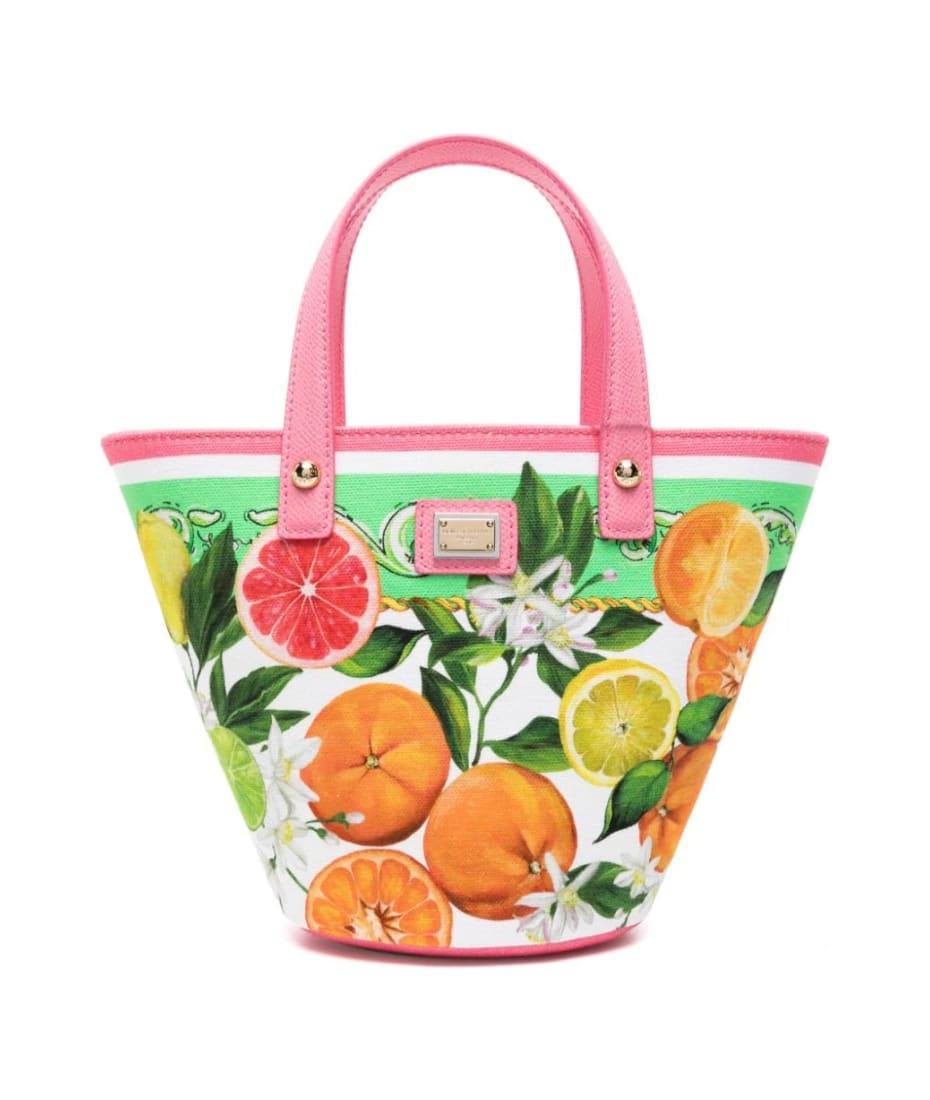 Dolce & Gabbana Bucket Bag With Lemon And Orange Print - Multicolour