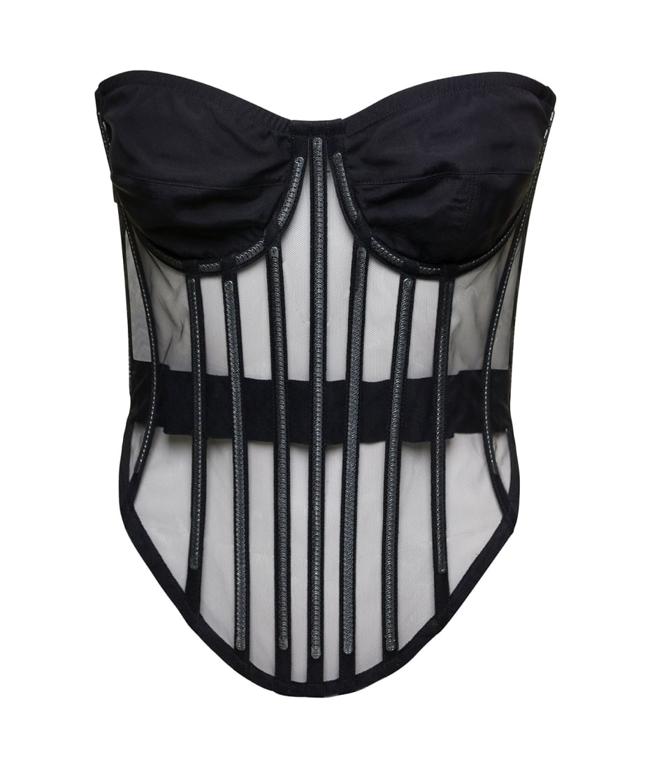 Dolce & Gabbana Black Corset Top With Boning And Sweetheart Neckline In  Polyamide Woman