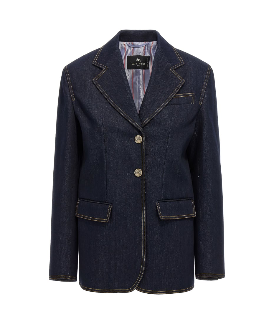 ジャケット ETRO Single-breasted denim blazer Blue WRNA0012AD177 Etro Single-breasted Denim Blazer | italist