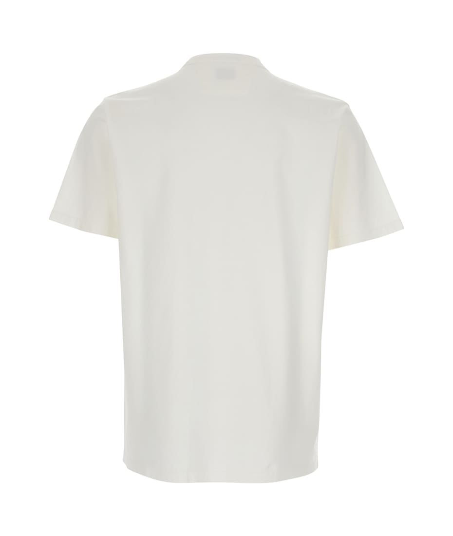 【送料&関税込】C.P. Company White Crewneck T-shirt With Log C.P. Company White Crewneck T-shirt With Logo Lettering On