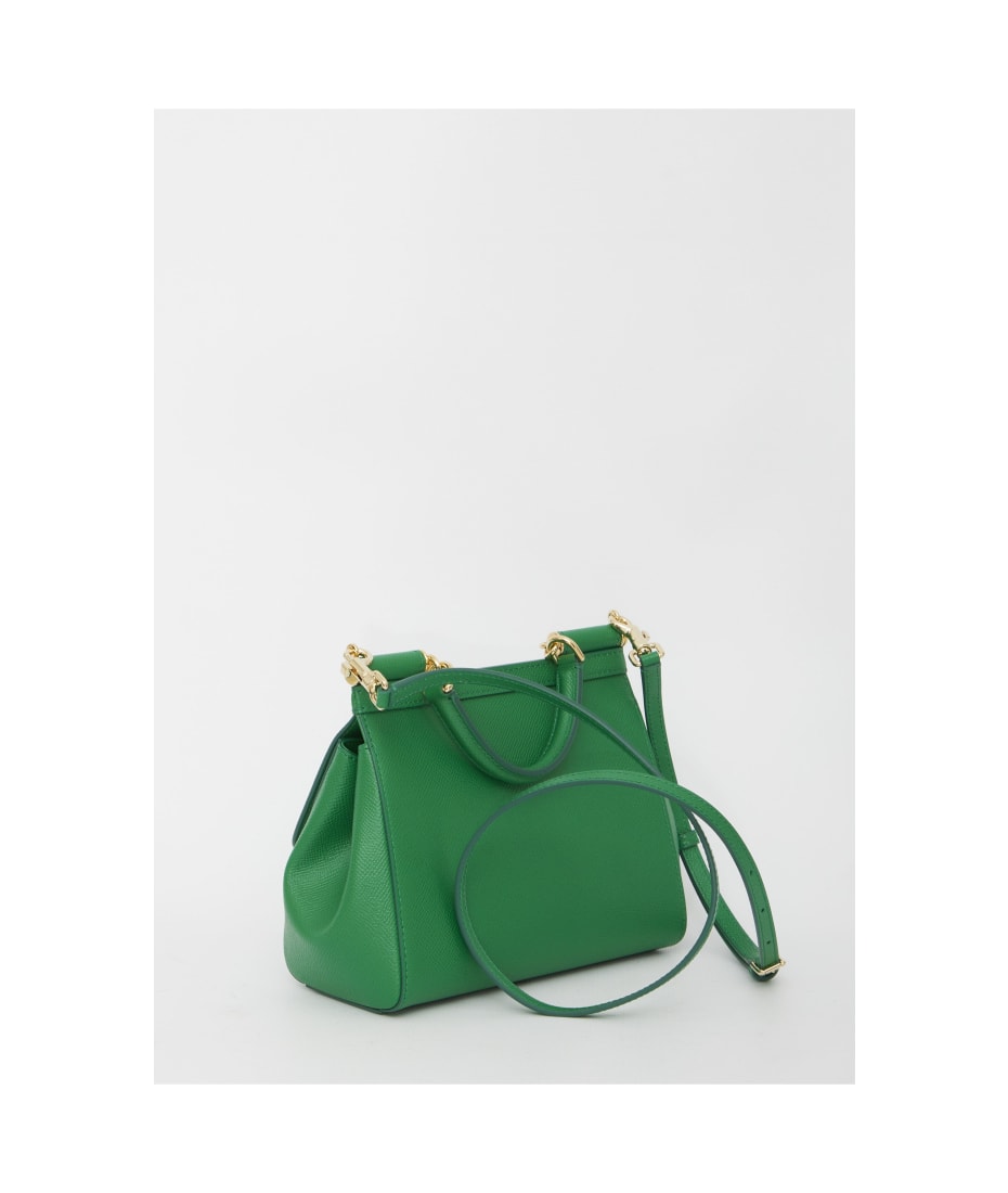 Dolce & Gabbana Small Sicily Bag In Dauphine Calfskin In Green