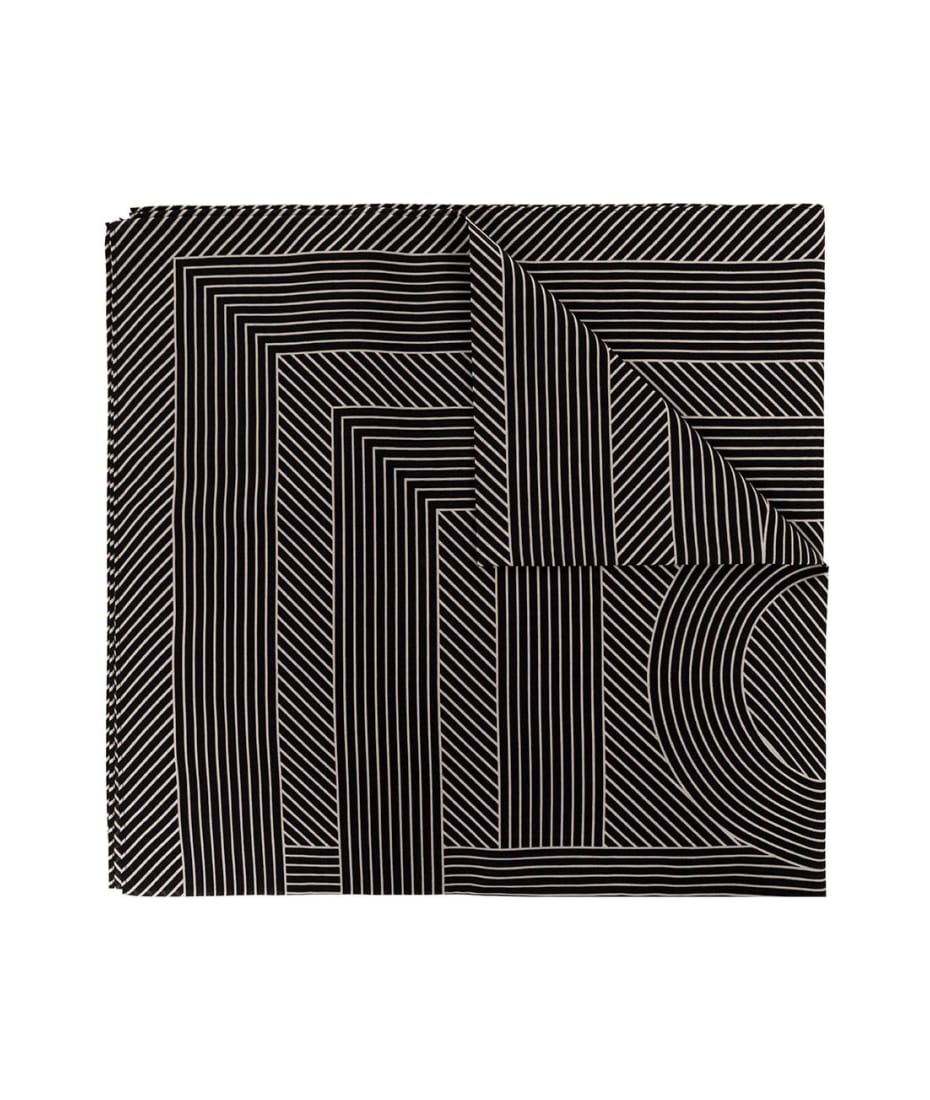 Monogram Cotton And Silk Scarf in Black - Toteme