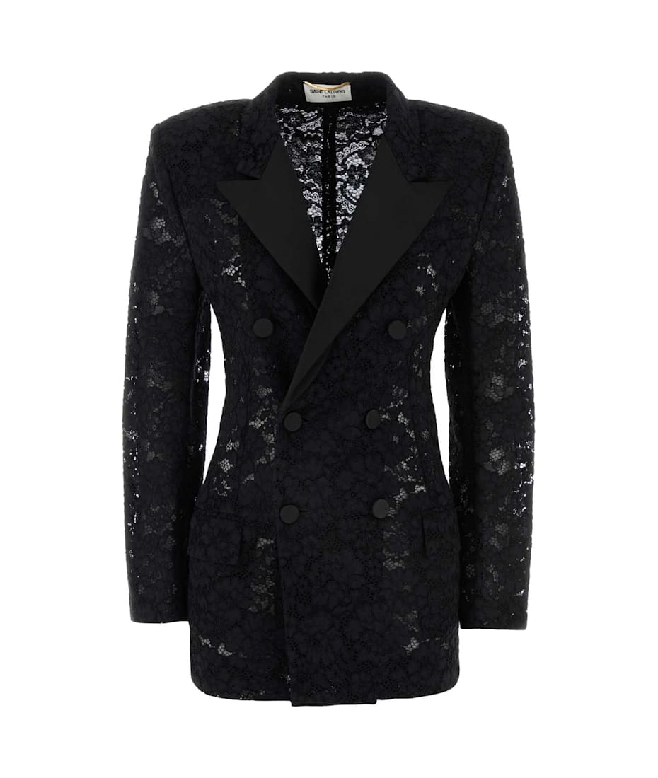 【関税＆送料込み】Saint Laurent Guipure Lace Blazer Saint Laurent Black Guipure Lace Blazer | italist