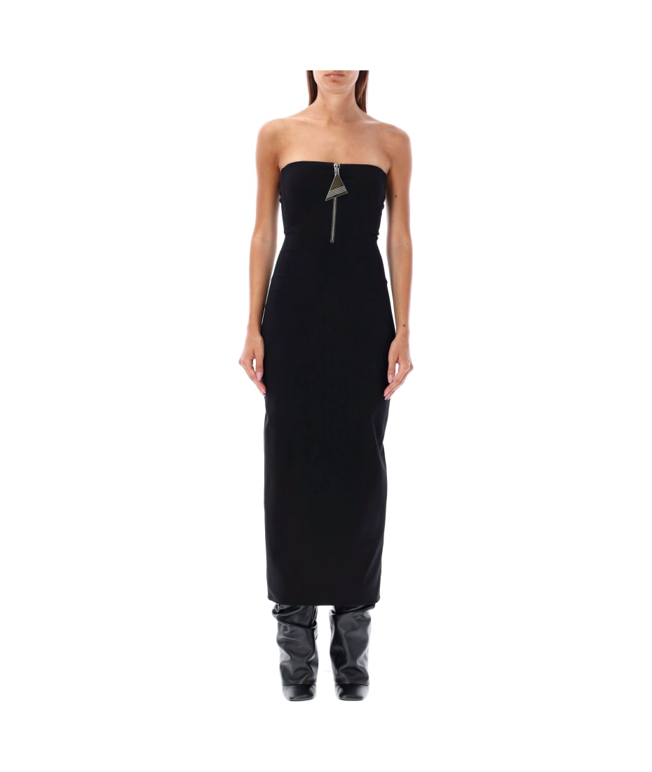 ワンピース THE ATTICO FW24 BUSTIER DRESS (247WCM176 RY02100) The Attico Black Bustier Dress With Decorative Zip In Tech