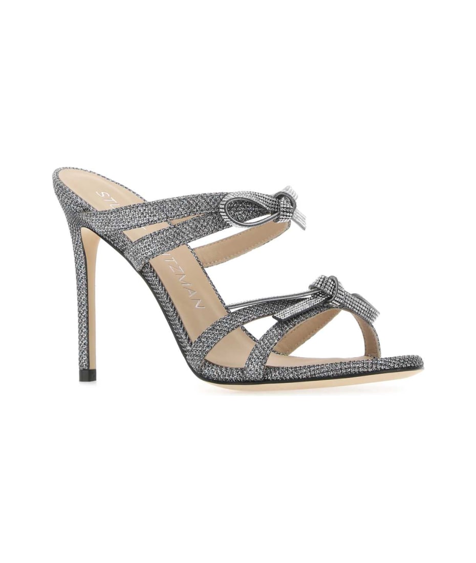 サンダル・ミュール Stuart Weitzman Multicolor fabric SW Bow mules (SC403 GUN) Stuart Weitzman Multicolor Fabric Sw Bow Mules | italist