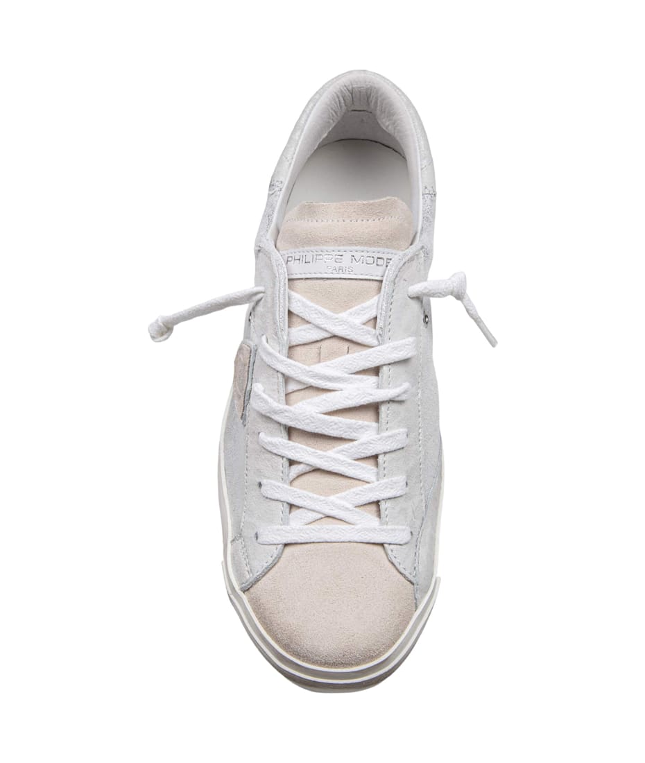 Philippe Model Sneakers Prsx Low In Laminated Leather Silver