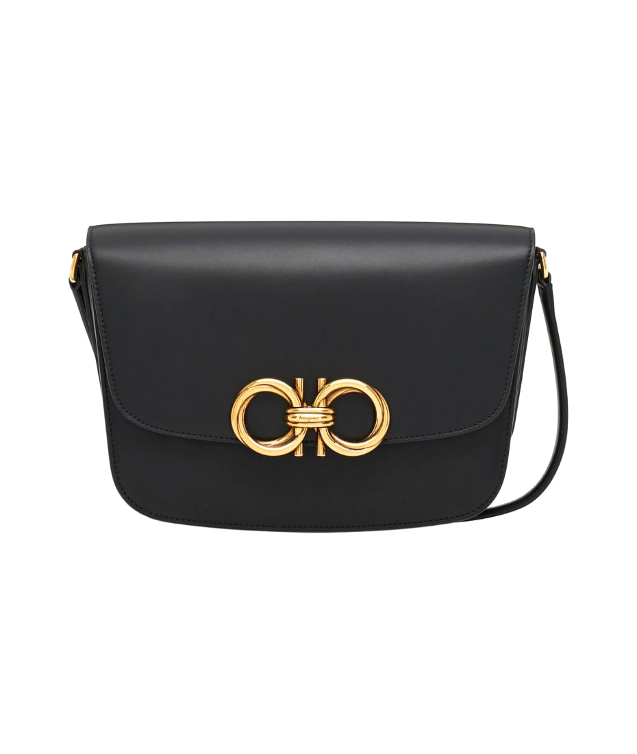 Ferragamo Black Calf Leather Shoulder Bag | italist, ALWAYS