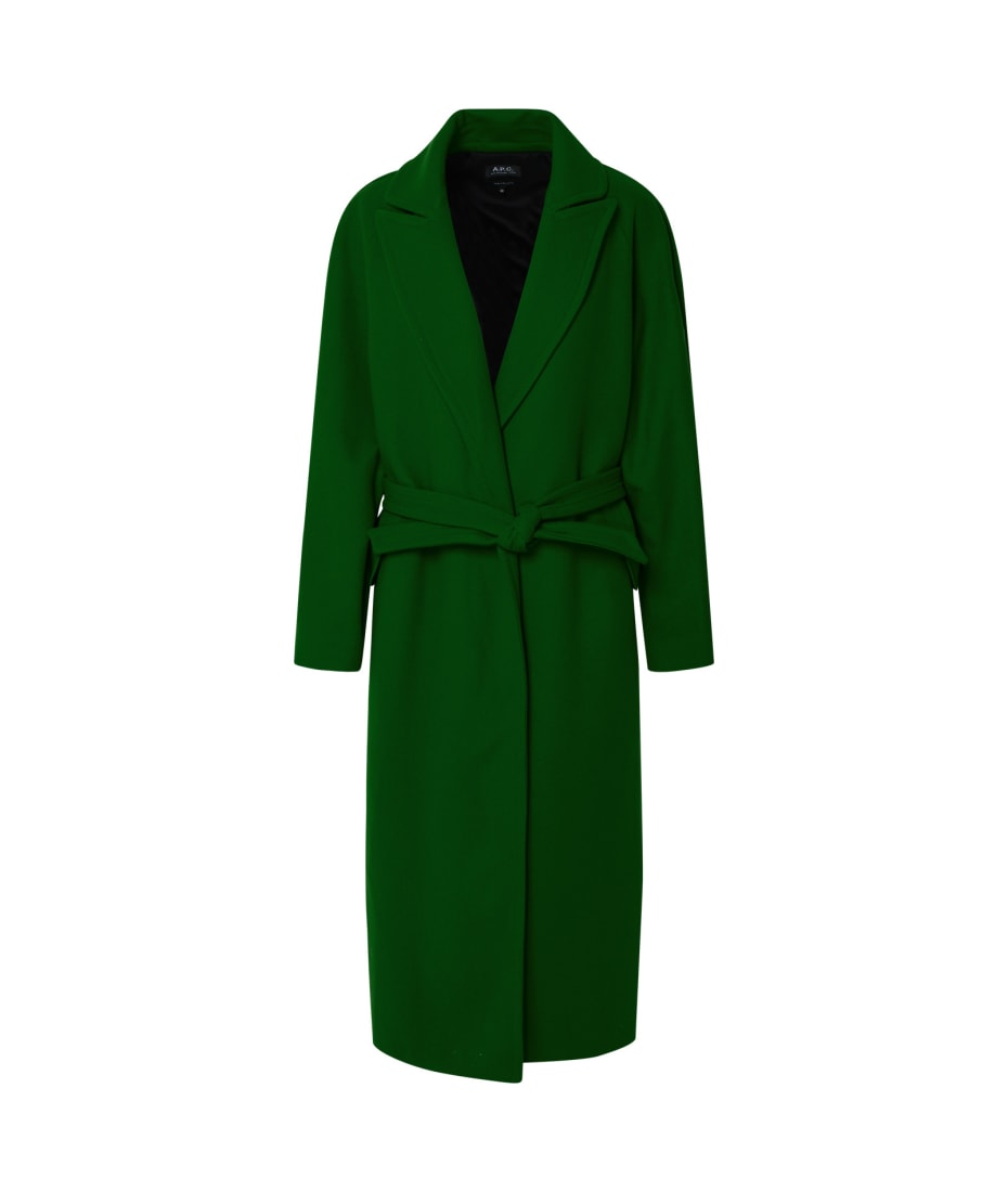 'florence' Coat In Green Virgin Wool Blend