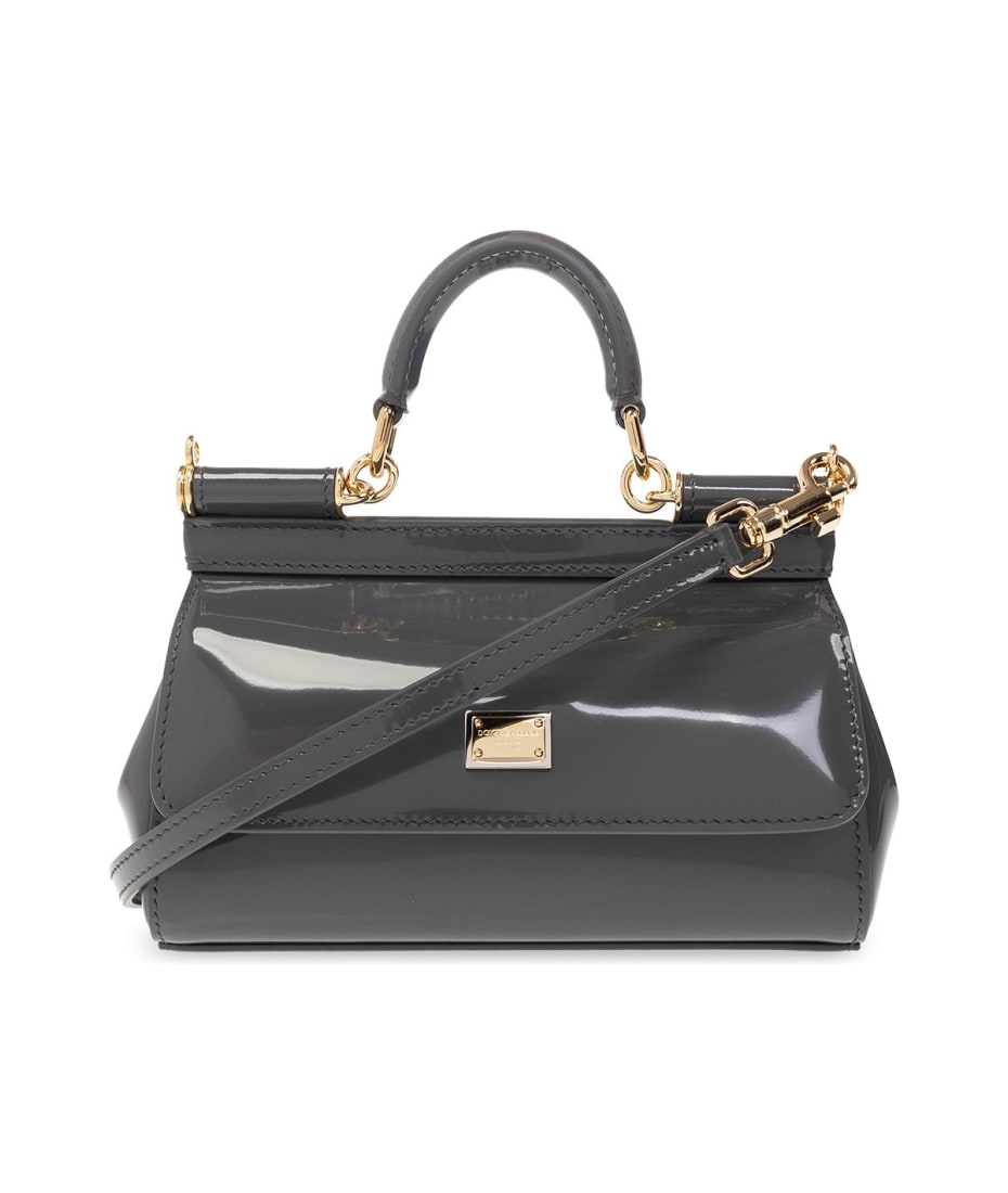 Dolce & Gabbana Sicily Small Leather Shoulder Bag Black
