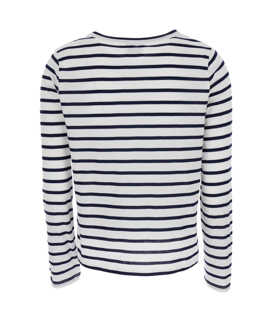 Allude White Striped Long Sleeve T-shirt In Cotton Woman - White