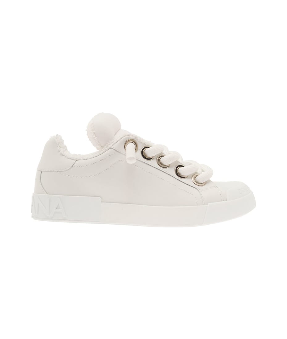 Dolce amp; Gabbana logo-patch lace-up sneakers - White