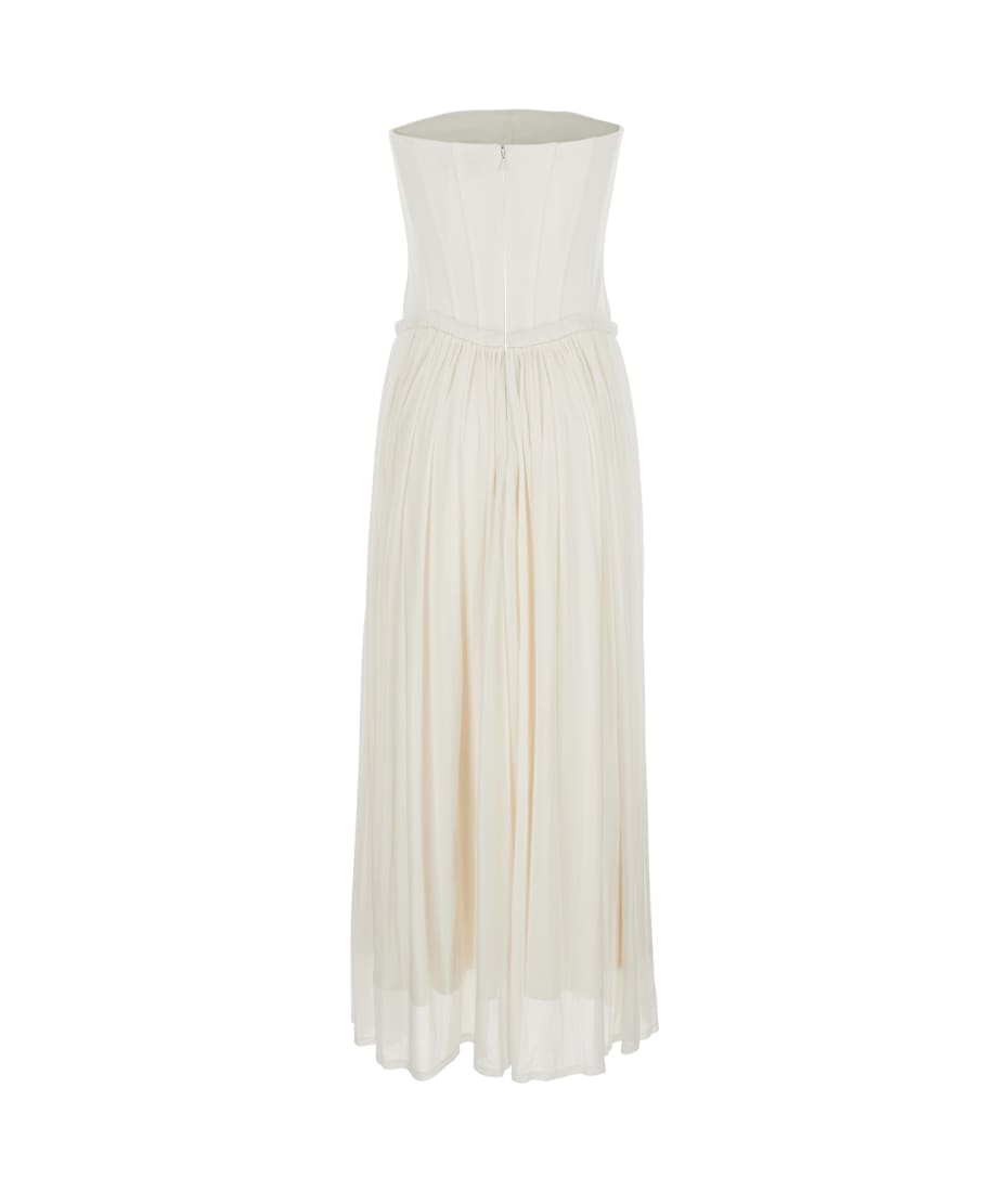 'adalys' White Off-shoulder Bustier Dress In Tech Fabric Woman