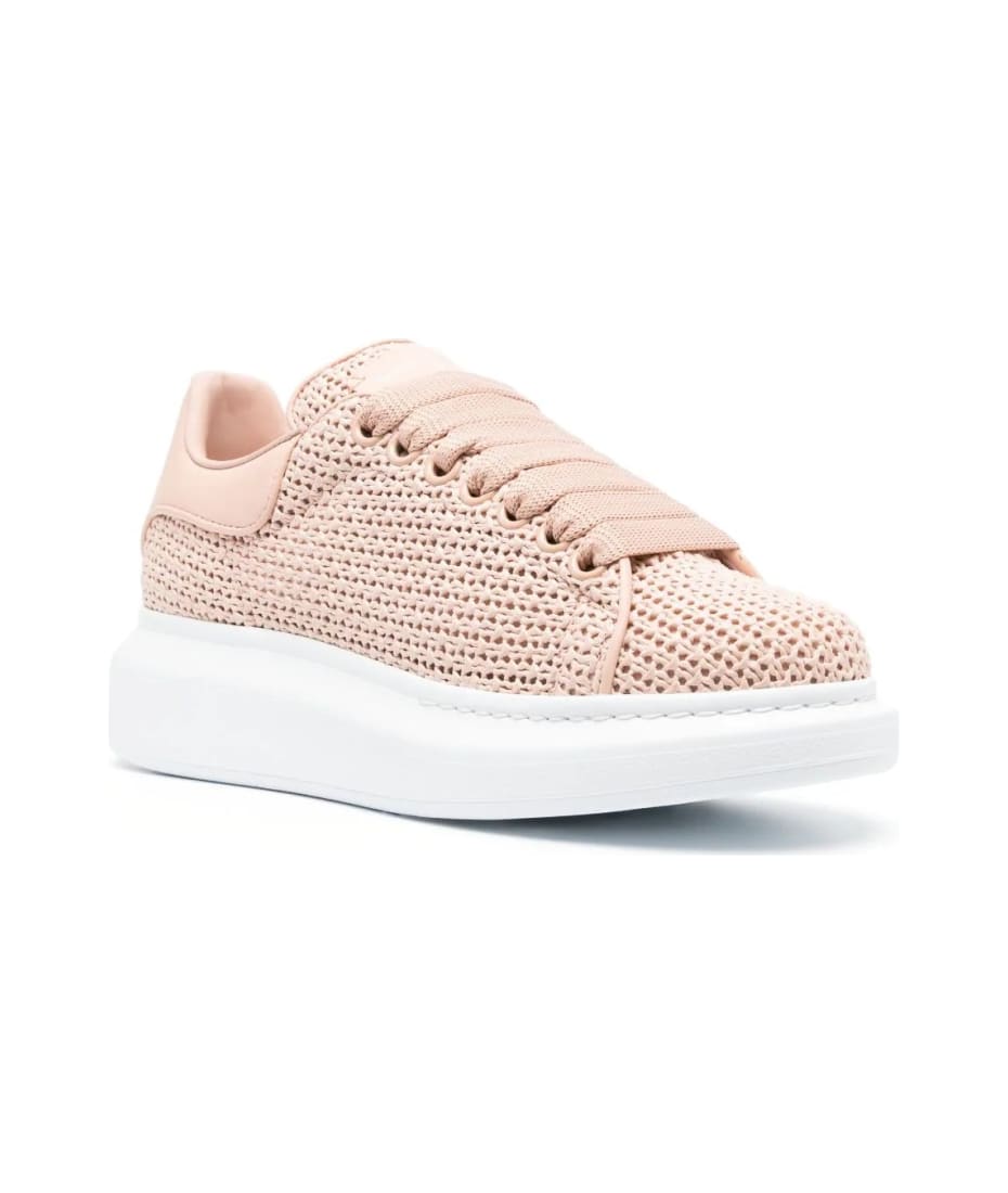 Oversized Sneakers In White And Metallic Pink