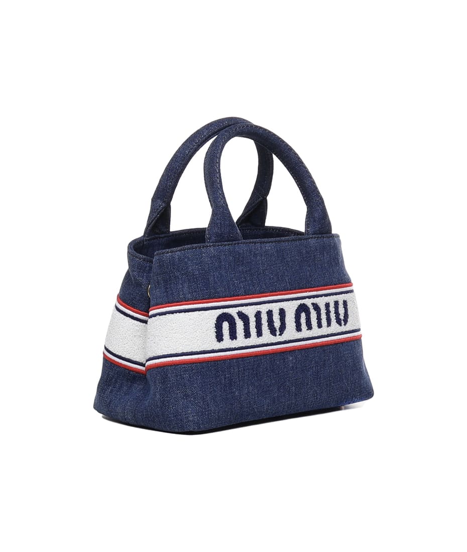 Miu Miu Madras logo-lettering leather shoulder bag, Blue