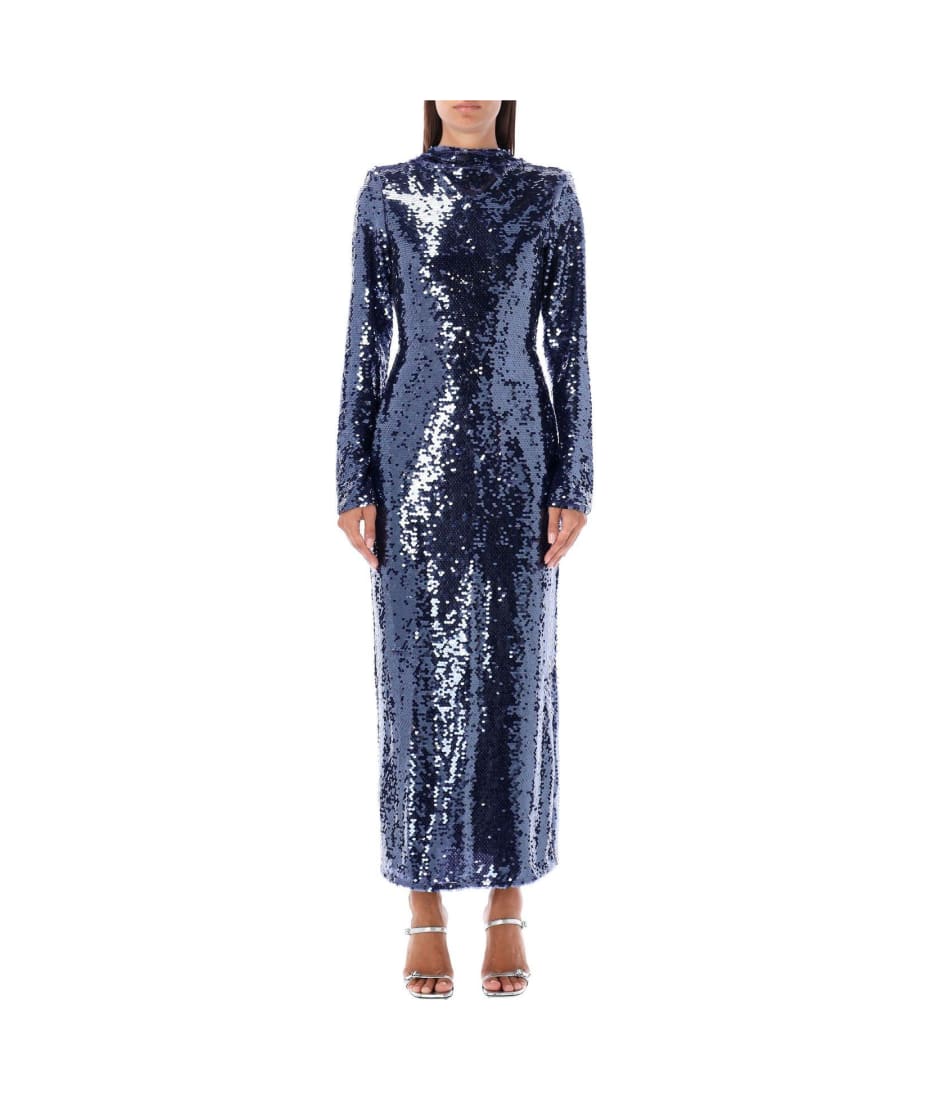 knee length dresses for ladies Blue Flower Lace Midi Dress – self-portrait-US main image 0