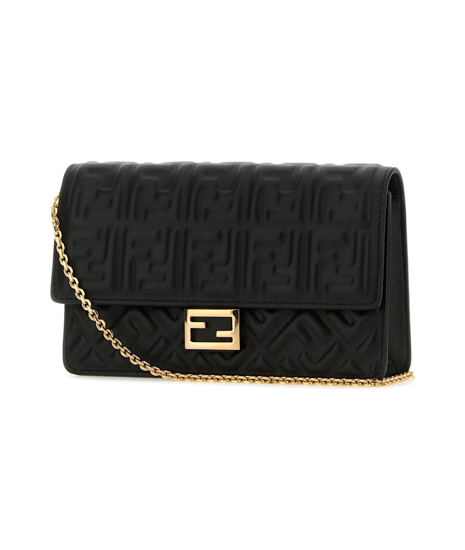 長財布 FENDI PRINTED NAPPA LEATHER BAGUETTE WALLET Wallet On Chain Baguette Leather Black | Fendi