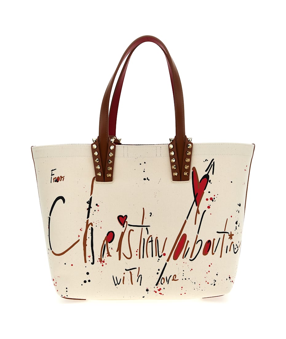 【送料&関税込】Christian Louboutin cabata Small Shopping Ba Cabata small - Tote bag - Calf leather and spikes - Black
