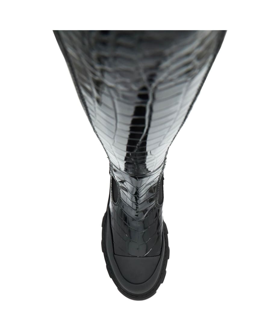 【送料&関税込】Ganni Ankle Boots With Elastic\\n\\nchelsea GANNI Lace-up leather and canvas ankle boots | THE OUTNET