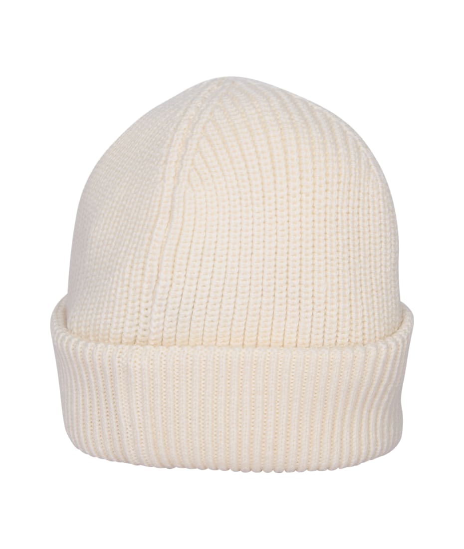MONCLER アイボリー ビーニー Moncler Logo Beanie Hat White | italist