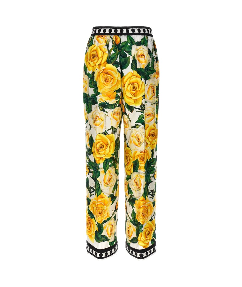 Dolce & Gabbana SILK TROUSERS WITH FLORAL MOTIF シルクパンツ FTC9YTFSA7F_HN5JB-1_045032b1-
