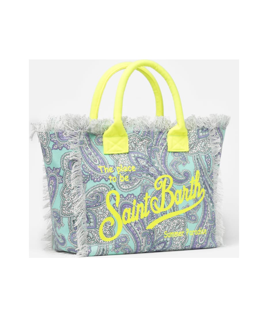 MC2 Saint Barth Cotton Canvas Tote Bag With Paisley Print