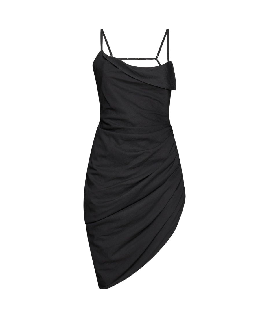 knee length dresses for ladies Green Asymmetric Drape Mini Dress main image 0