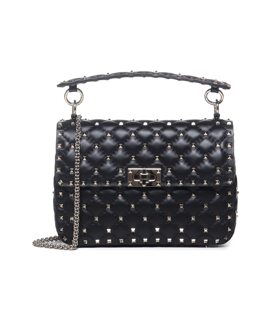 VALENTINO GARAVANI ◆ MEDIUM NAPPA ROCKSTUD SPIKE BAG Medium Nappa Rockstud Spike Bag for Woman in Black