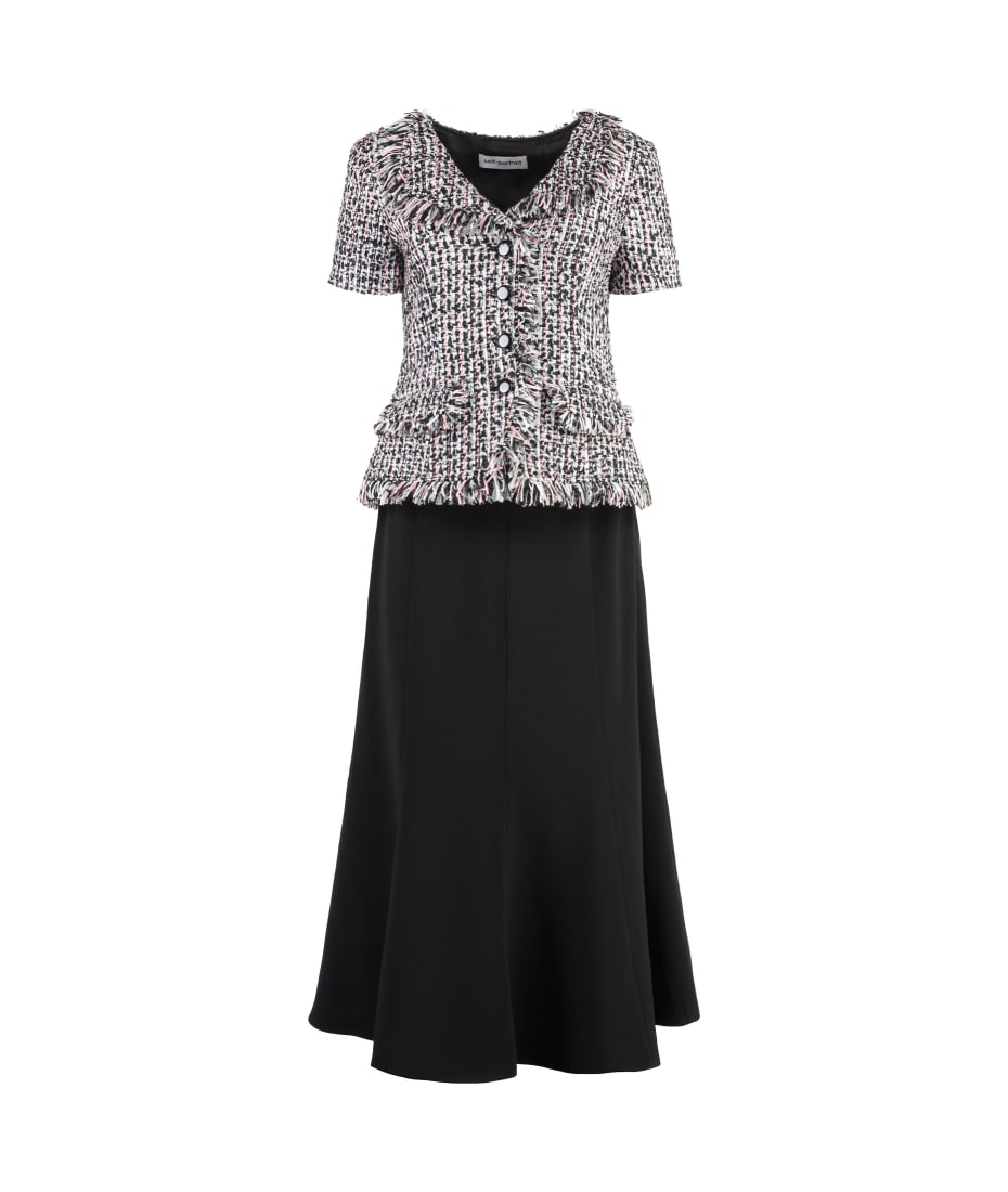 self-portrait Midi Dress With Flared Hem | italist