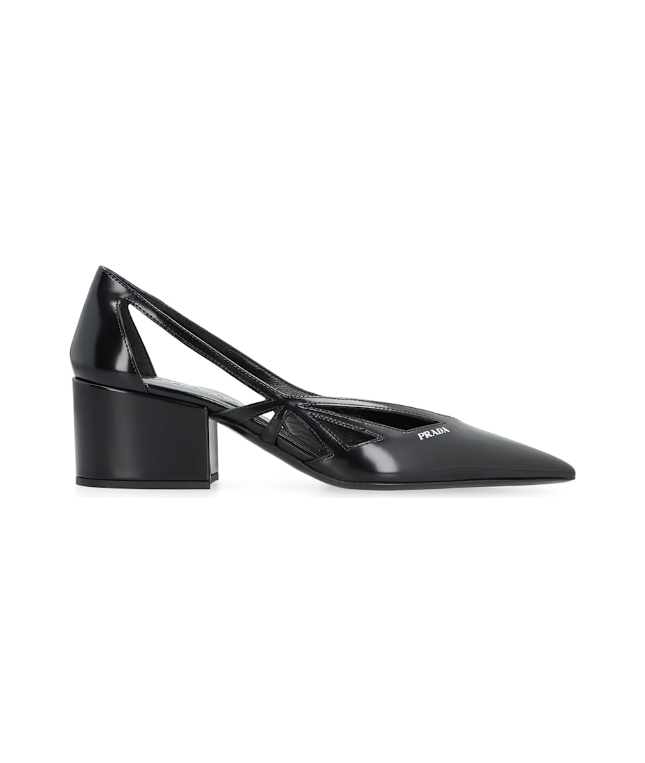 パンプス Prada Polished Leather Pumps Prada High Heels Dark Silver/Gray Patent Leather Pointy Toe